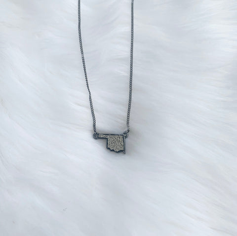 Gun metal Oklahoma druzy necklace