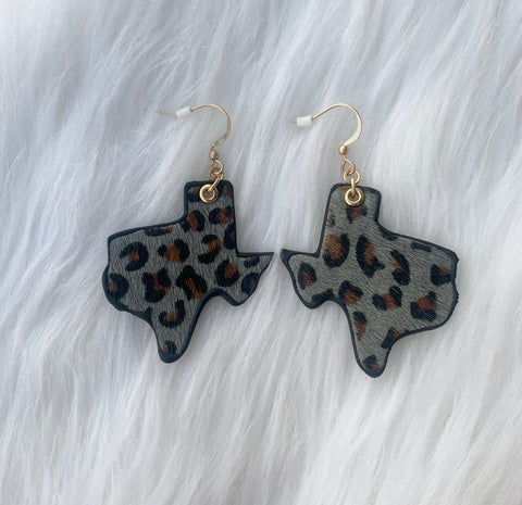 Grey leopard earrings