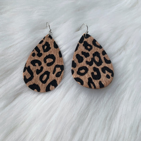 Leopard tear drop earrings