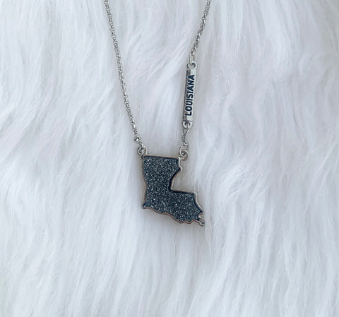 Hematite Louisiana druzy necklace